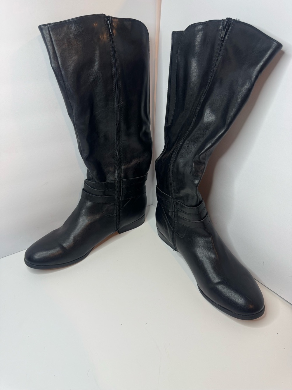 Style & Co Black Vegan Leather Tall Boots Womens Size 9.5M